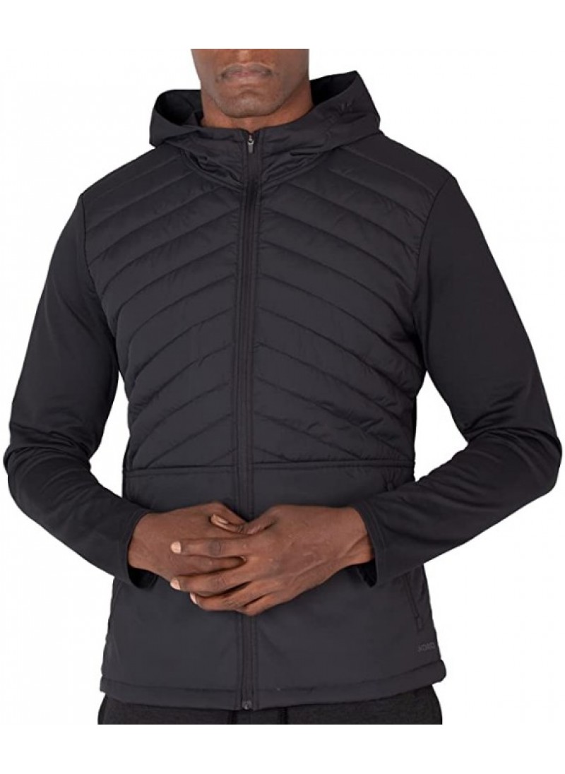 Black Men's Hybrid Jacket Quilted Lightweight Warm...