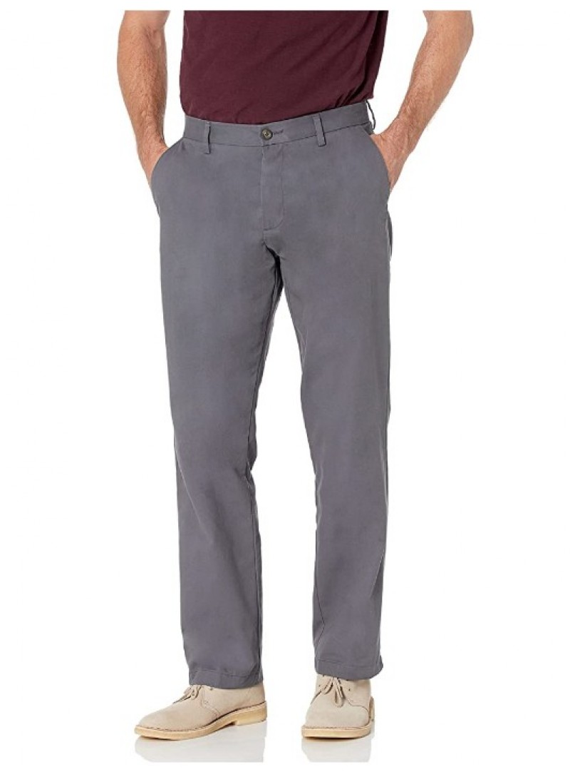 Grey Men's Classic-fit Wrinkle-Resistant Flat-Fron...